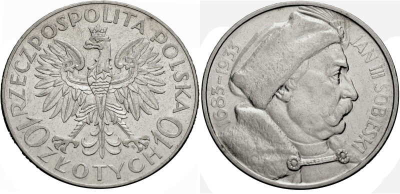 Polen, Königreich. 
REPUBLIK, 1919-1939. 10 Zlotych 1933 zur 300-Jahrfeier des ...