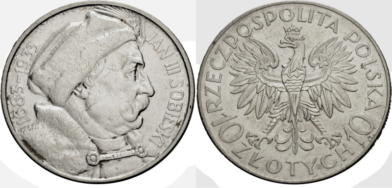 Polen, Königreich. 
REPUBLIK, 1919-1939. 10 Zlotych 1933 zur 300-Jahrfeier des ...