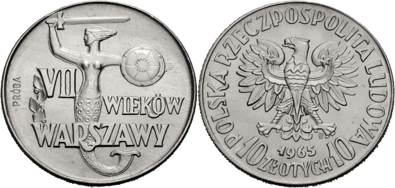 Polen, Königreich. 
VOLKSREPUBLIK, 1945-1989. Probe 10 Zloty 1965 zum 700jährig...