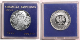 Polen, Königreich. 
VOLKSREPUBLIK, 1945-1989. Probe 100 Zloty 1973. Kopf des Astronomen Nikolaus Kopernikus, PRÓBA. Rv. Adler. 32 mm; 16,5 g. KM&nbsp...