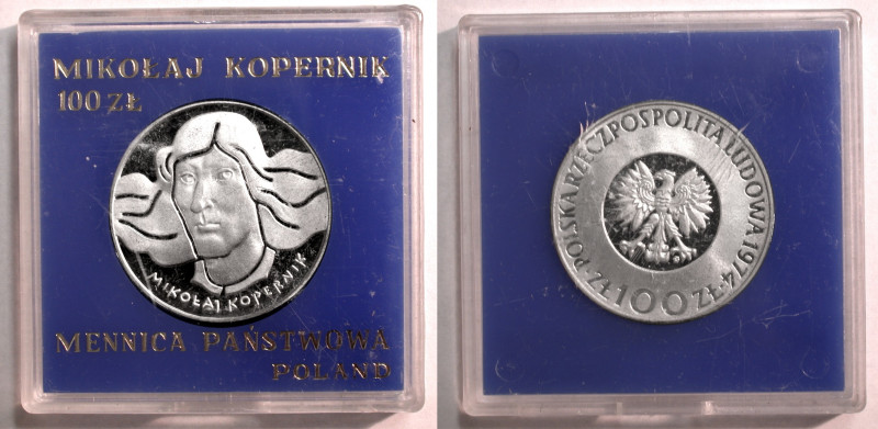 Polen, Königreich. 
VOLKSREPUBLIK, 1945-1989. 100 Zloty 1973. Kopf des Astronom...