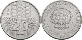 Polen, Königreich. 
VOLKSREPUBLIK, 1945-1989. Probe 20 Zloty 1973, Wasserfall, PRÓBA Rv. Adler. Rand geriffelt. Cu-Ni, 28 mm. KM&nbsp;Pr&nbsp;212. . ...