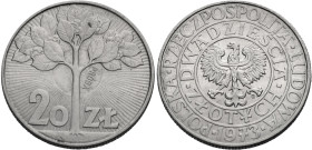 Polen, Königreich. 
VOLKSREPUBLIK, 1945-1989. Probe 20 Zloty 1973, Baum, PRÓBA Rv. Adler. Rand geriffelt. Cu-Ni, 28 mm. KM&nbsp;Pr&nbsp;214. . 

Vo...