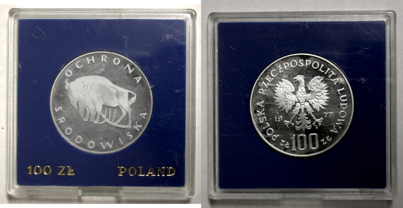 Polen, Königreich. 
VOLKSREPUBLIK, 1945-1989. 100 Zloty 1977. Bedrohte Tierwelt...