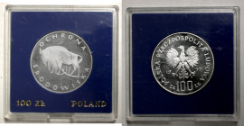 Polen, Königreich. 
VOLKSREPUBLIK, 1945-1989. 100 Zloty 1977. Bedrohte Tierwelt. Wisent. Rv. Adler. 32 mm; 16,5 g. KM&nbsp;87. In gesprungener Origin...