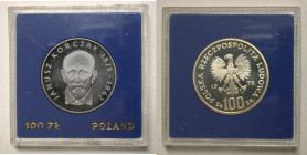 Polen, Königreich. 
VOLKSREPUBLIK, 1945-1989. 100 Zloty 1978 zum 100. Geburtstag von Janusz Korczak. Sein Kopf von vorn. Rv. Adler. 32 mm; 16,5 g. KM...