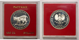 Polen, Königreich. 
VOLKSREPUBLIK, 1945-1989. Probe 100 Zloty 1979. Bedrohte Tierwelt. Luchs. Rv. Adler. 32 mm; 16,5 g. KM&nbsp;Pr&nbsp;353. . 

Po...