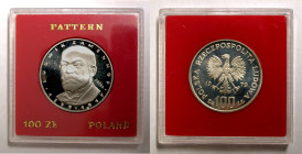 Polen, Königreich. 
VOLKSREPUBLIK, 1945-1989. Probe 100 Zloty 1979. Büste des Ludwik Zamenhof, der die Sprache Esperanto schuf. Rv. Adler. 32 mm; 16,...