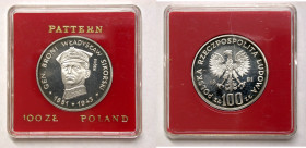 Polen, Königreich. 
VOLKSREPUBLIK, 1945-1989. Probe 100 Zloty 1981. Kopf des Politikers Wladyslaw Sikorski von vorn, PRÓBA. Rv. Adler. 32 mm; 16,5 g....