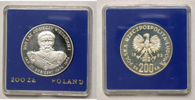 Polen, Königreich. 
VOLKSREPUBLIK, 1945-1989. 200 Zloty 1983 auf den 300. Jahrestag des Sieges über die Türken bei der Belagerung Wiens. Brustbild de...