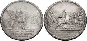 Schweiz. 
Genf. 
MEDAILLEN. Medaille o. J. (1743, von Jean Dassier) aus der Serie der römischen Republik. Publius Decius Mus weiht sich den Todesgöt...