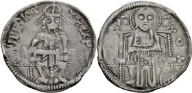 Serbien. 
STEFAN UROS IV. DUSAN, 1331-1355. Grosso. Thronender König, das Schwert auf den Knien. Rv. Thronender Christus zwischen [ ]-O 19 mm; 1,46 g...