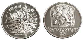Tschechoslowakei. 
REPUBLIK, 1918-1990. 25 Kronen 1969 auf den 25. Jahrestag des slowakischen Aufstands. KM&nbsp;67. . 

Proof