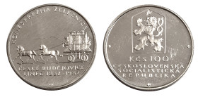 Tschechoslowakei. 
REPUBLIK, 1918-1990. 100 Kronen 1982 auf 150 Jahre Pferdeeisenbahn. KM&nbsp;107. . 

Proof