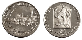 Tschechoslowakei. 
REPUBLIK, 1918-1990. 50 Kronen 1989 auf 150 Jahre Bahnstrecke Breclav-Brno. KM&nbsp;133. . 

Proof