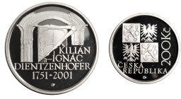 Tschechoslowakei. 
TSCHECHISCHE REPUBLIK seit 1993. 200 Kronen 2001 auf den 250. Todestag des Baumeisters Kilian Ignaz Dientzenhofer. KM&nbsp;53. . ...