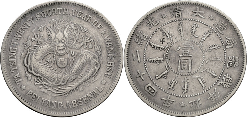 China. 
Chihli. 
PEI YANG ARSENAL. Dollar Jahr 24 (1898). Drachen. Rv. Schrift...