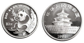 China. 
Volksrepublik. 
Panda 10 Yuan = 1 ounce 1991. KM&nbsp;386.1. . 

Brilliant uncirculated