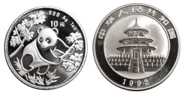 China. 
Volksrepublik. 
Panda 10 Yuan = 1 ounce 1992. KM&nbsp;397. . 

Brilliant uncirculated