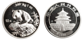 China. 
Volksrepublik. 
Panda 10 Yuan = 1 ounce 1999. KM&nbsp;1216. Small date.. 

Brilliant uncirculated