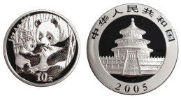 China. 
Volksrepublik. 
Panda 10 Yuan = 1 ounce 2005. . 

Brilliant uncirculated