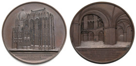Medailleure. 
WIENER, JACQUES, * 1815 Kamp-Lintfort, + 1899. Bronzemedaille o. J. (1849). Münsterkirche in Aachen. Außenansicht. Rv. Innenansicht. 60...