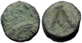 Vandals, Pseudo-Imperial coinage AE Nummus (Bronze, 0.53g, 8mm) ca 6th century AD. In the name of Justinian I, Uncertain North African mint. 
Obv: Dia...