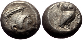 *Rare archaic period imitation*
Attica, Athens. Early 5th century BC AR Tetradrachm (Silver, 21mm, 17.19g). Contemporary imitation.
Obv: Head of Ath...