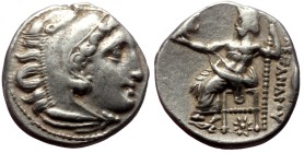 Kings of Macedon, Alexander III "the Great" (336-323 BC) AR Drachm (Silver, 4.23g, 18mm) In the name and types of Alexander III, Kolophon, Struck unde...