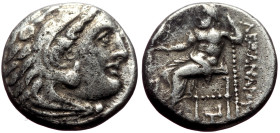 Kings of Macedon, Alexander III the Great (336-323 BC) AR drachm (Silver, 16mm, 4.09g) Posthumous issue of 'Colophon', ca. 319-310 BC. Obv: Head of He...