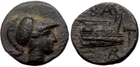 Kings of Macedon, Demetrios I Poliorketes (306-283 BC) AE (Bronze, 2.28g, 15mm) uncertain mint in Caria (?), ca 290-283. 
Obv: Head of Athena to right...