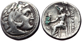 Kings of Macedon, Alexander III 'the Great' (336-323 BC) AR fourree Drachm (Silvered bronze, 3.20g, 17mm) Miletos, under Philip III, ca. 323-319 B.C. ...