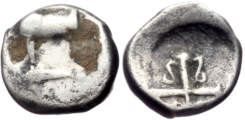 Thrace, Byzantion AR Hemidrachm (Silver, 1.66g, 10mm) 386-340 BC Obv: forepart o...