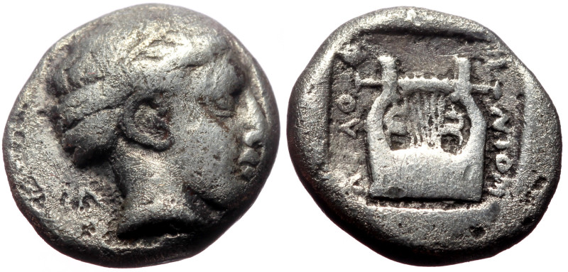 Ionia, Colophon AR Drachm (Silver, 4.82g, 16mm) ca 410-400 BC
Obv: Laureate head...