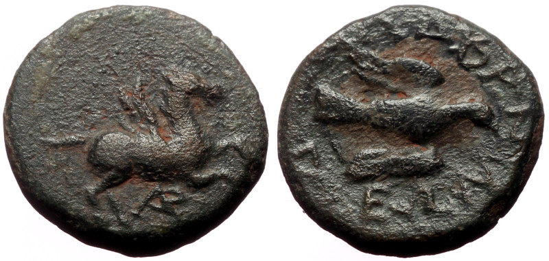 Caria, Alabanda AE (Bronze, 1.95g, 13mm) 2nd-1st century BC 
Obv: Pegasos flying...