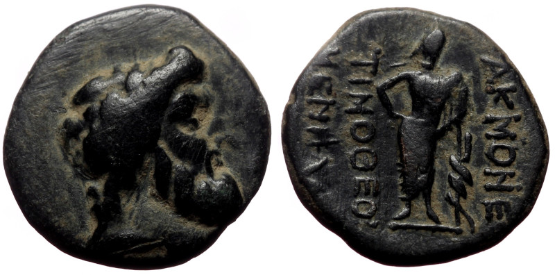 Phrygia, Akmoneia AE (Bronze, 3.18g, 16mm) 1st century BC, Timotheos Menela, mag...