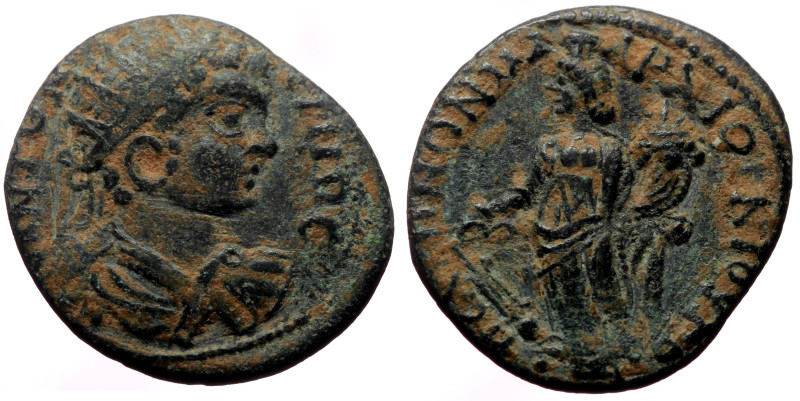 Lydia, Sala AE (Bronze, 5.19g, 23mm) Caracalla (198-217)
Obv: M AV ANTΩNEINOC, ...