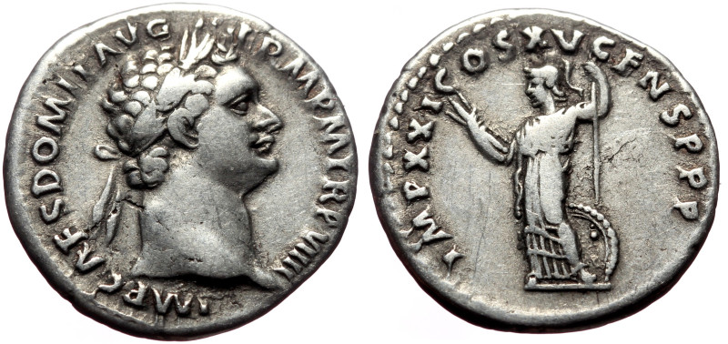 Domitian (81-96) AR Denarius (Silver, 3.24g, 20mm) Rome.
Obv: IMP CAES DOMIT AVG...