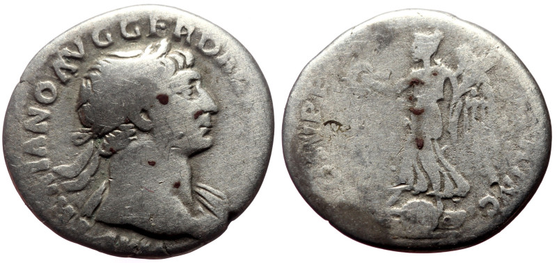 Trajan (98-117) AR Denarius (Silver, 2.98g, 18mm) Rome.
Obv: IMP TRAIANO AVG GER...