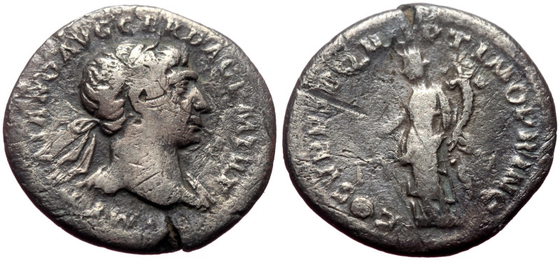 Trajan (98-117) AR Denarius (Silver, 2.51g, 19mm) Rome.
Obv: IMP TRAIANO AVG GER...