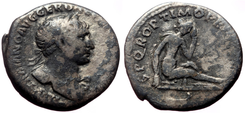 Trajan (98-117) AR denarius (Silver, 2.94g, 17mm) Rome, 104-107. 
Obv: IMP TRAIA...