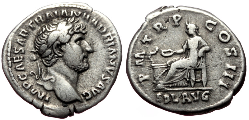 Hadrian (117-138) AR Denarius (Silver, 3.33g, 19mm) Rome, 119-122. Obv: IMP CAES...