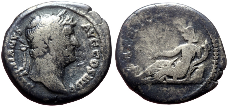 Hadrian (117-138) AR Denarius (Silver, 2.96g, 18mm) Rome, "Travel Series" issue....