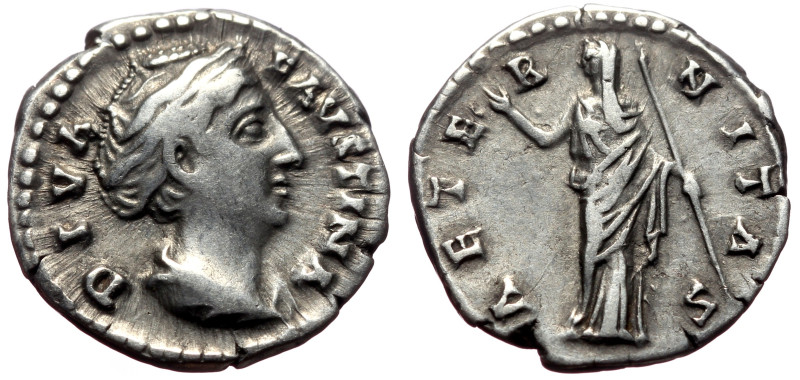 Diva Faustina I (Died 140/141) AR Denarius (Silver, 3.28g, 18mm) 147-161. 
Obv: ...