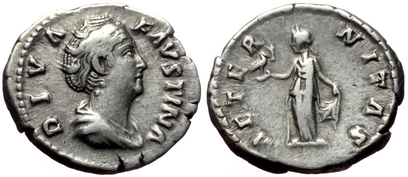 Diva Faustina (died 140/141) AR Denarius (Silver, 3.46g, 18mm) Rome, after 146.
...