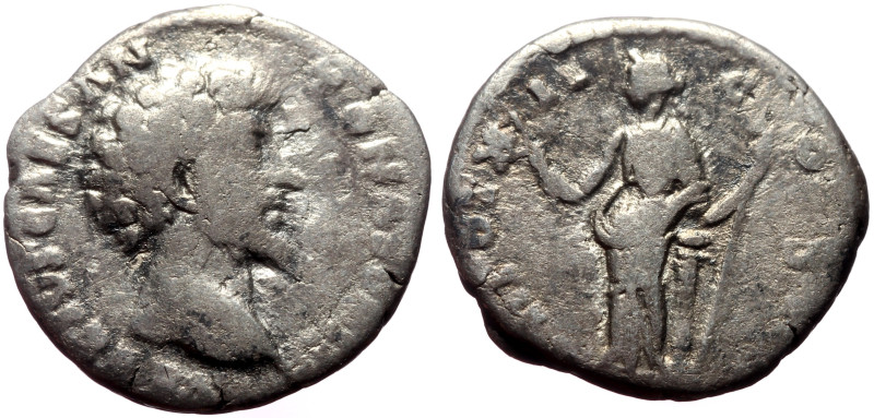 Marcus Aurelius (Caesar, 139-161) AR denarius (Silver, 2.60g, 16mm) Rome, 157-15...