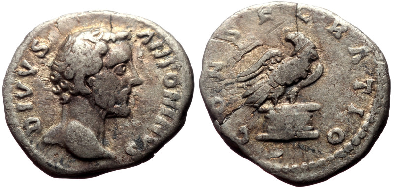 Divus Antoninus Pius (Died 161) AR Denarius (Silver, 2.67g, 19mm) Rome.
Obv: DIV...