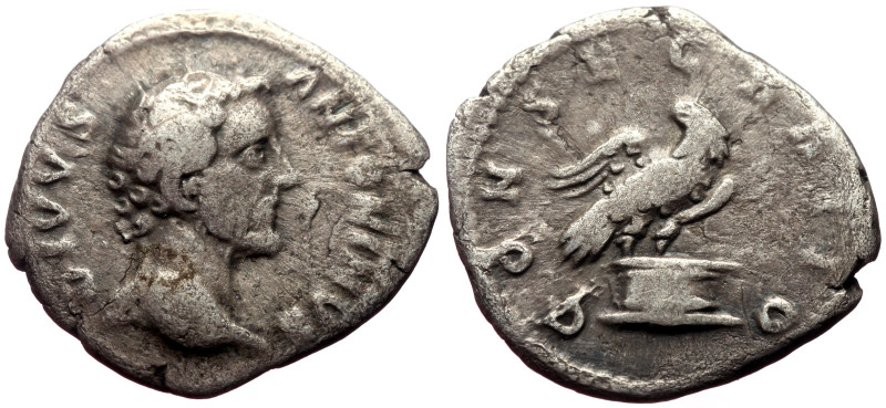 Divus Antoninus Pius (Died 161) AR Denarius (Silver, 2.64g, 20mm) Rome.
Obv: DIV...