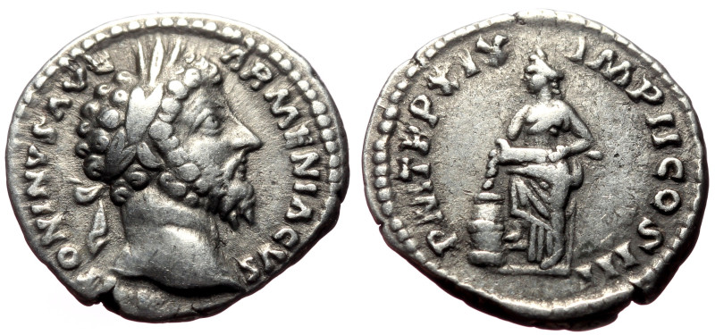 Marcus Aurelius (161-180) AR Denarius (Silver, 3.43g, 18mm) Rome
Obv: ANTONINVS ...