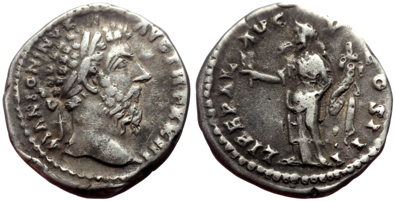 Marcus Aurelius (161-180) AR Denarius (Silver, 2.81g, 18mm) Rome, 168-169. 
Obv:...